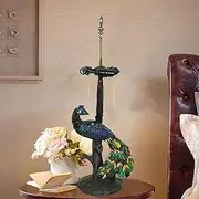 Peacock Table Lamp Accessories Resin Desk Light Base Replacement Only Vintage Lampholder, for 18 Inch Tiffany Style Stained Glass Lampshade KeYJ