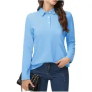 ADIDAS CLIMACOOL Womens Long Sleeve Royal Blue Polo Shirt Golf UV+ Size XL