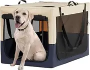 A4Pet Collapsible Dog Crate, Travel Dog Crate - Lightweight, Durable and Portable Dog Crate with 3-Door, Adjustable Stainless Steel Frame, Soft Sided Foldable Dog Kennel
