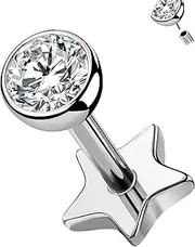 [OUFER Body Piercing] Titanium Lip Piercing Stud 18G/1.0MM Cartilage Piercings 5/6/8/10/12MM Flat Back Earrings Helix Labret Conch Tragus Monroe Medusa Stud Bars