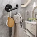2pcs Wall Hook Wall-mounted Storage Stainless Steel Black Bathroom Double Towel