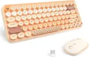 308i Wireless Keyboard and Mouse Set, Retro Typewriter with Cute Gradient Round