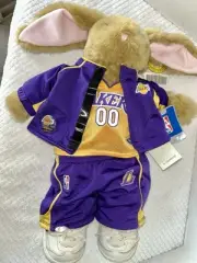 Build A Bear Bunny W Lakers Warm Up Shoes Champ Pin NWT VTG 2008