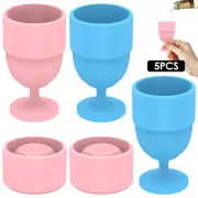5 Pcs Silicone Wine Glasses Collapsible Silicone Wine Cups Unbreakable·~