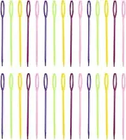 HARFINGTON 50pcs Plastic Sewing Needles 3.54" Large Eye Blunt Learning Needles, Mixed Colors