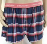 PETER ALEXANDER PJS SALE Mens Blue & Salmon Check Boxer Shorts Size XXL BNWT PJ