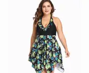 Ladies'Large-Size Swimming Suit with Separate Printed Skirt - 2