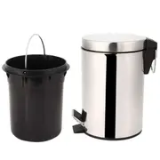 3L Household Stainless Steel Step Pedal Trash Can Dustbin Rubbish Garbage Bin Container