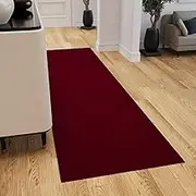 Ottomanson Hallway Runner Rug 2'7" x 12' Non Slip Solid Area Rugs Easy to Clean Laundry Rug Runner Durable & Pet Friendly Floor Carpet Runners for Hallways Entryway Living Room Kitchen, Red