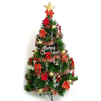 在飛比找Yahoo奇摩購物中心優惠-摩達客 15尺豪華版裝飾綠聖誕樹+紅金色系配件組(不含燈)Y