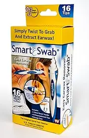 SMART SWAB Ear Wax Removal Tool | Spiral Ear Cleaner | Earwax Cleaning Kit | 16 Soft & Flexible Replaceable Silicone Tips | Safe & Reuseable Ear Wax Remover |