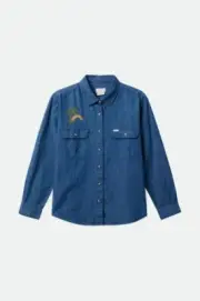 Women's Brixton Bowery BF Overshirt Indigo Rinse Size XL