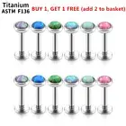F136 Titanium Labret Opal Internal Thread Monroe Lip Bar Ear Stud Body Piercing