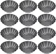 12PCS Mini Tart Pans, Carbon Steel Mini Baking Cup, Cupcake Cake Muffin Mold Tin