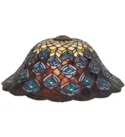 Meyda Tiffany 10674 Tiffany Peacock Feather 6.5" Tall Lamp Shade - Green / Blue