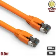 0.5FT Cat8 RJ45 Network LAN Ethernet S/FTP Patch Cable Copper 2GHz 40Gbps Orange