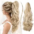 Claw Ponytail Extension 18" Curly Wavy Clip in Long Pony Tails One Piece Jaw ...