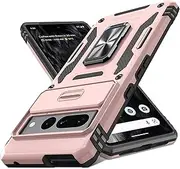 ELEPIK Google Pixel 7 Pro Case with Camera Cover, Ring Kickstand [2 Stand Way, Horizontal or Vertical], [Military Grade Heavy Duty Protective] Phone Case for Google Pixel 7 Pro (Pink)