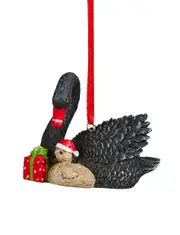 Australian Christmas Tree Decoration 8cm Black Swan & Baby