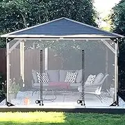 Gazebo Transparent Side Panels, Transparent Outdoor Weatherproof Curtains Plastic Tarpaulin with Zip Door, 0.3mm PVC Plastic Tarpaulin with Grommets for Pergola Patio,4x2.6m/13.1 * 8.5ft