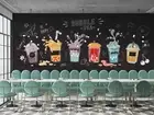 3D Bubble Tea Shop Background Wallpaper Wall Murals Removable Wallpaper 27