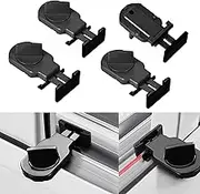 4 Pack Sliding Door Security Locks, Instant Slide Window Track Rail Adjustable Stoppers, Good for Travel and Child Safety (Black)