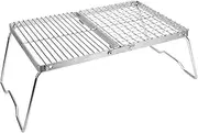 Campfire Grill, Portable Folding Camping Grill, Heavy Duty Stainless Steel Mesh Grate with Storage Bag, Portable Camping Grates Over Fire Pit, Campfire Cooking Equipment