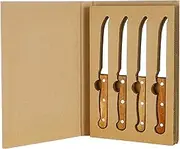 Acacia Wood & Stainless Steel Steak Knife Set – 4-Piece Gift Box with Serrated Blades – Premium Steak Knives for BBQs, Dinner Parties & Everyday Dining – Elegant Knive Set for Food Lovers