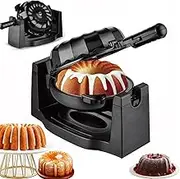 1800W Electric Rotating Lava Cake Maker, Multifunctional 360° Rotating Bread Waffle Machine with Anti-Slip Feet & Non-Stick Plate, Household Toaster Cake Machine for Chocolate Cake, Snacks, Dessert
