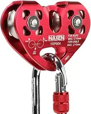 NAXEN Zip Line Pulley Tandem Speed Dual Trolley with 25kN Carabiner