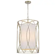 Dover 45 Lantern Pendant Lights Silver Antique Modern Fabric Shade Ceiling Telbix Lighting
