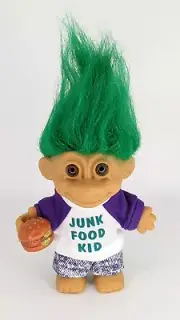 Vintage Collectible Russ Berrie Troll Doll Green Hair Junk Food Kid Toy Figure