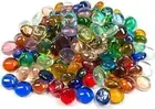 50 PCS Mini Glass Gems,Mixed Colour Mancala Stones Flat Bottom Marble Beads
