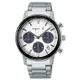 【agnes b.】BZ5011X1 熊貓錶太陽能 鋼錶帶 三眼計時男錶 VR42-KPJ0S 米白/銀 40mm