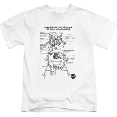 NASA Boys T-Shirt Lunar Module Diagram White Tee