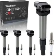 Ignition Coil Pack UF596 and Iridium Spark Plug 4912 Compatible with Toyota Coro