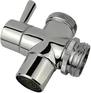All Brass Faucet Diverter Valve with Aerator, Sink to Garden Hose Diverter Faucet Adapter, for Bathroom/Kitchen Sink Faucet Connection Portable Washing Machine/Dishwasher (G1/2 * 3/4", Chrome)