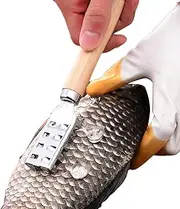 Fish Scaler,Stainless Steel Fish Skin Scraper - Metal Scraper Kitchen Cleaning Tool with Wooden Handle for Camping Cooking Outdoor Filleting Barbecue Meal Prep Home Restaurant