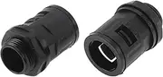 X AUTOHAUX 21mm / PG13.5 Cable Glands 18.5mm / 0.73" Bellows Quick Connector Straight PA6 Nylon Black 2 Pcs