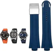 RAYESS 24mm*12mm Lug End Rubber Waterproof Watchband for Oris Wristband Silicone Watch Strap Stainless Steel Folding Clasp (Color : Blue-Silver, Size : 24-12mm)