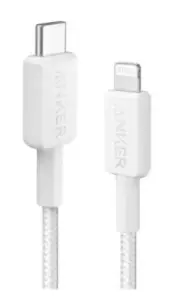 Anker A81B5 322 USB-C to Lightning Cable Braided (3ft/0.9m)-White MFi-Certified