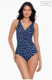 Miraclesuit Women's Size 12 Luminare Oceanus Adjustable Straps Polka Dot