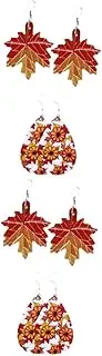 [SHERCHPRY] 4 Pairs Thanksgiving Leather Earrings Christmas Decor Turkey Ear Pendants Nativity Thanksgiving Drop Earrings Harvest Ear Jewelry Fashionable Ear Decor Fall Decor Props Delicate