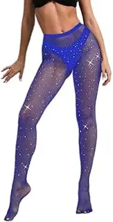 [Generic] Sparkly Fishnets Tights Fishnet Pantyhose Rhinestone Fishnet Tights for Women