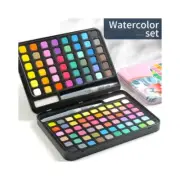 Portable 60 PCs Concentrated colour block Water paint set with brush metal case