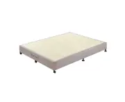 Mattress Base Ensemble Double Size Solid Wooden Slat in Beige with Removable Cover