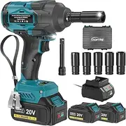 [HOFTME] Battery Impact Wrench 1000 N.m (738Ft-Lbs) with 8000 mAh Battery, 1/2 Inch Battery Rotary Impact Wrench, High Torque, 5 x Impact Sockets, 1 x 5 Extension Rod