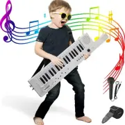 Digital Piano Keyboard 37 Keys Portable Karaoke Keytar w/ Microphone Carry Strap