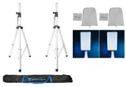 (2) Rockville White 12" PA DJ Speaker Cover Scrims+Stands 4 Wedding Church Club