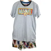 Peter Alexander MARVEL COMICS NEW Mens SIZE M Summer PJs Grey Top & Mid Shorts